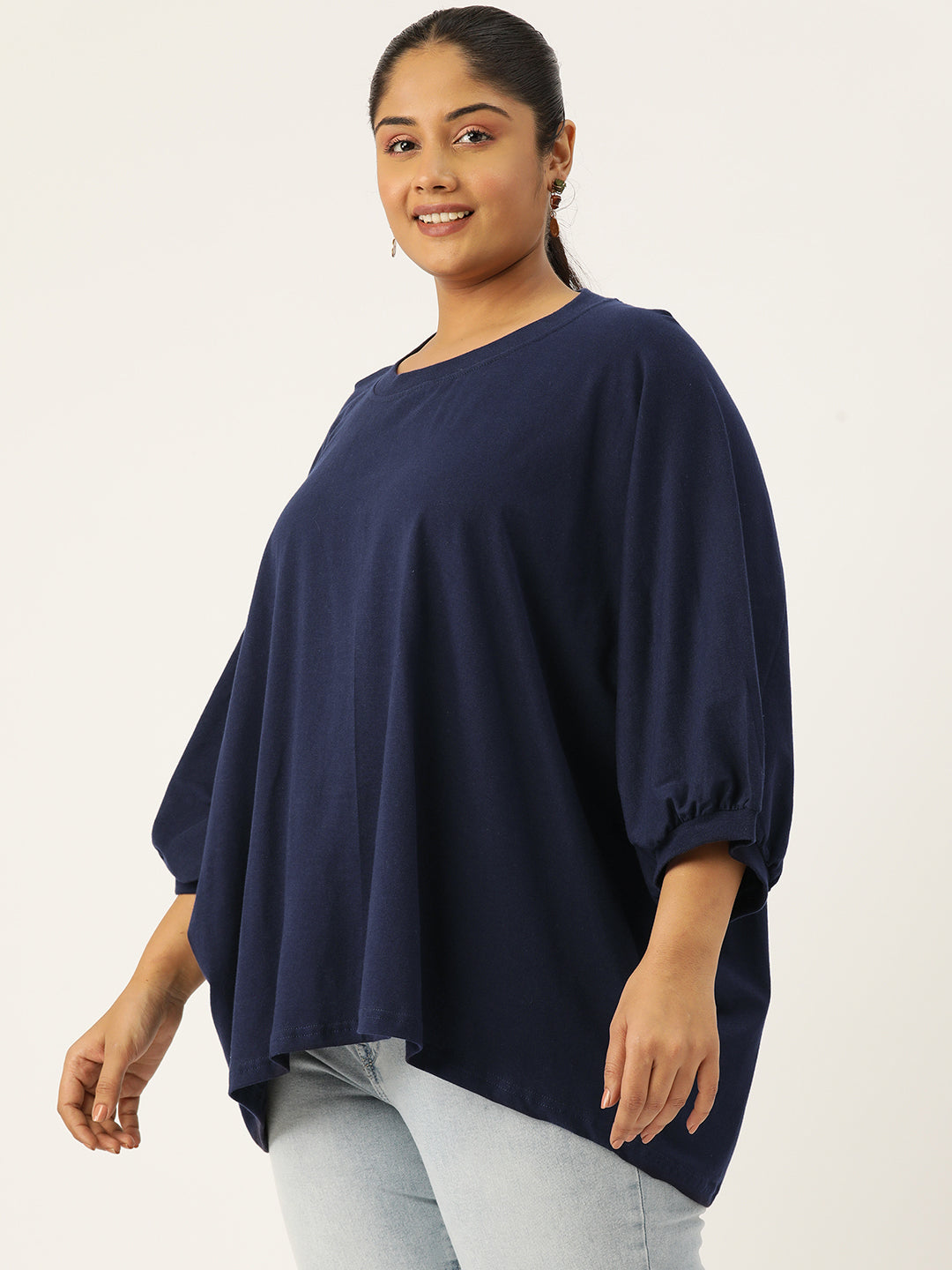 Plus Size Cotton Knitted Longline Top