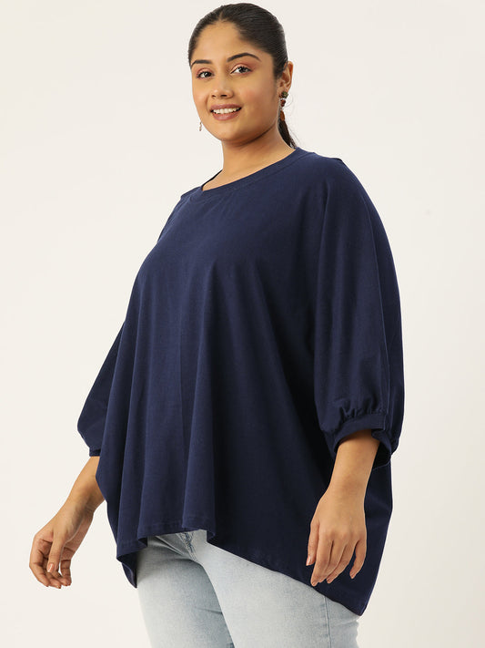 Plus Size Cotton Knitted Longline Top