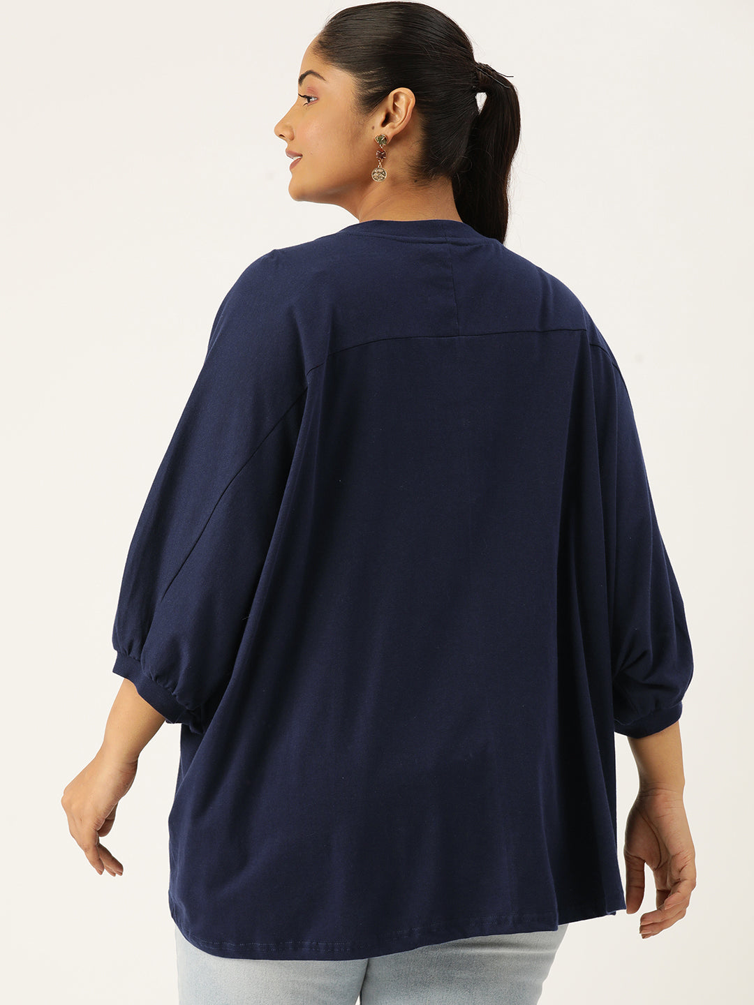 Plus Size Cotton Knitted Longline Top
