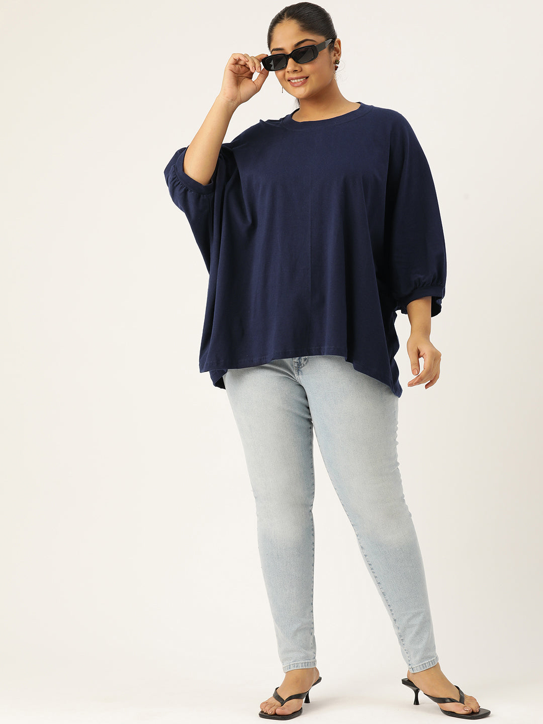 Plus Size Cotton Knitted Longline Top