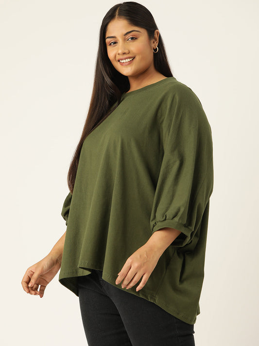Plus Size Cotton Knitted Longline Top