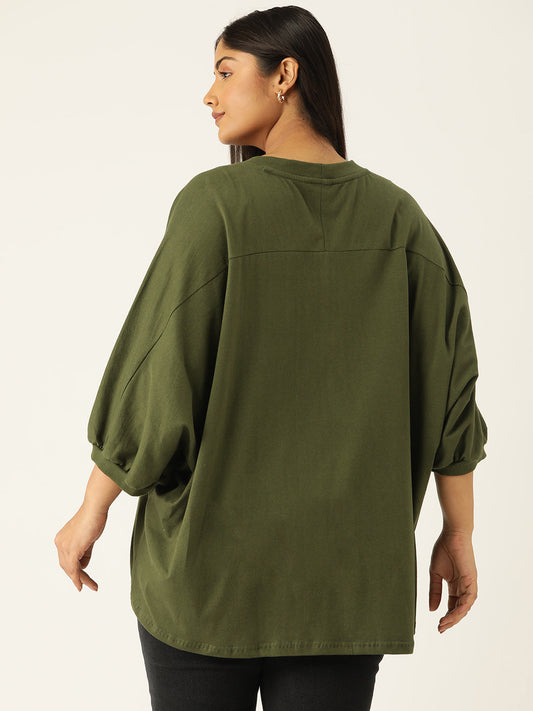 Plus Size Cotton Knitted Longline Top