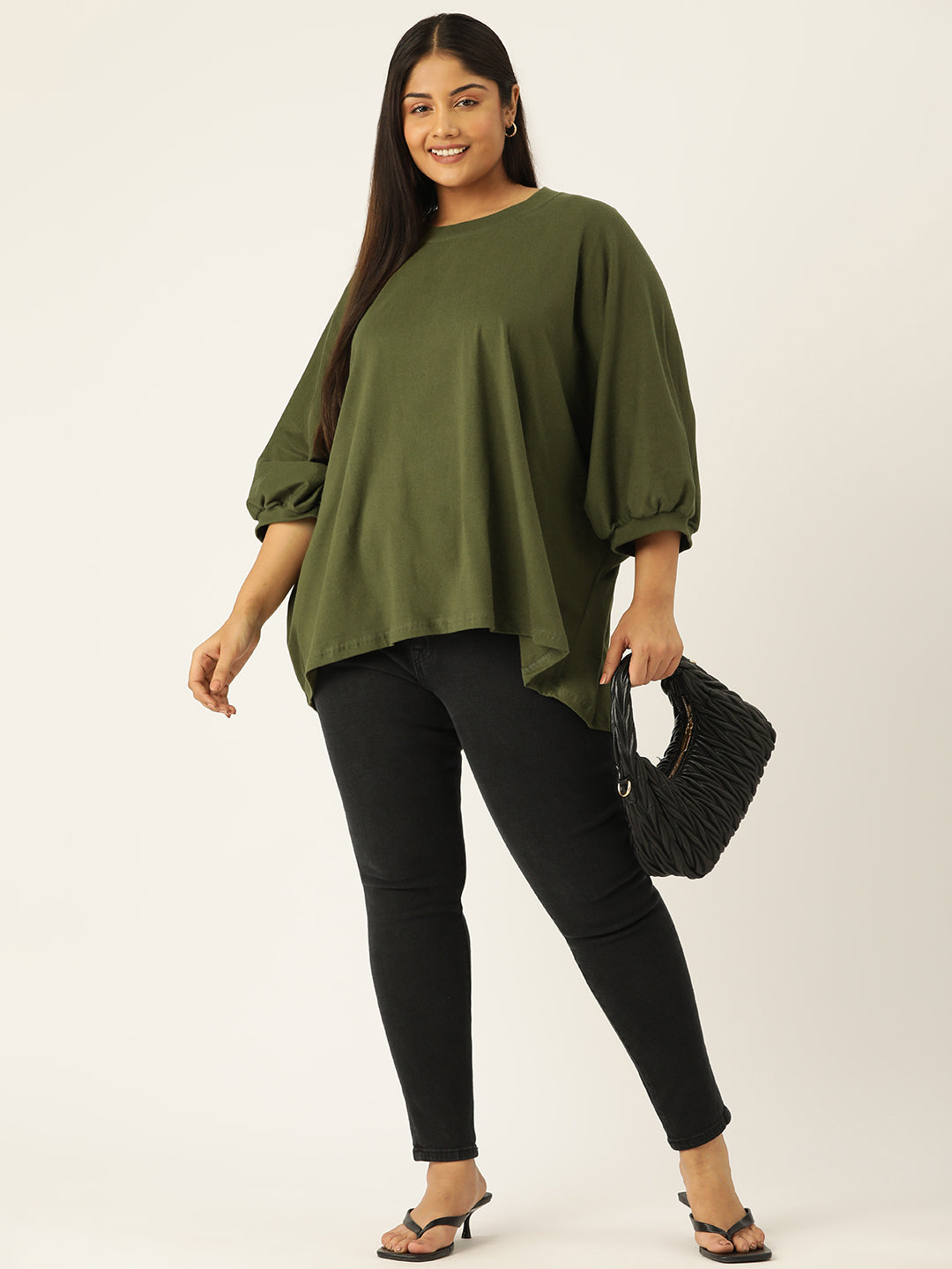 Plus Size Cotton Knitted Longline Top