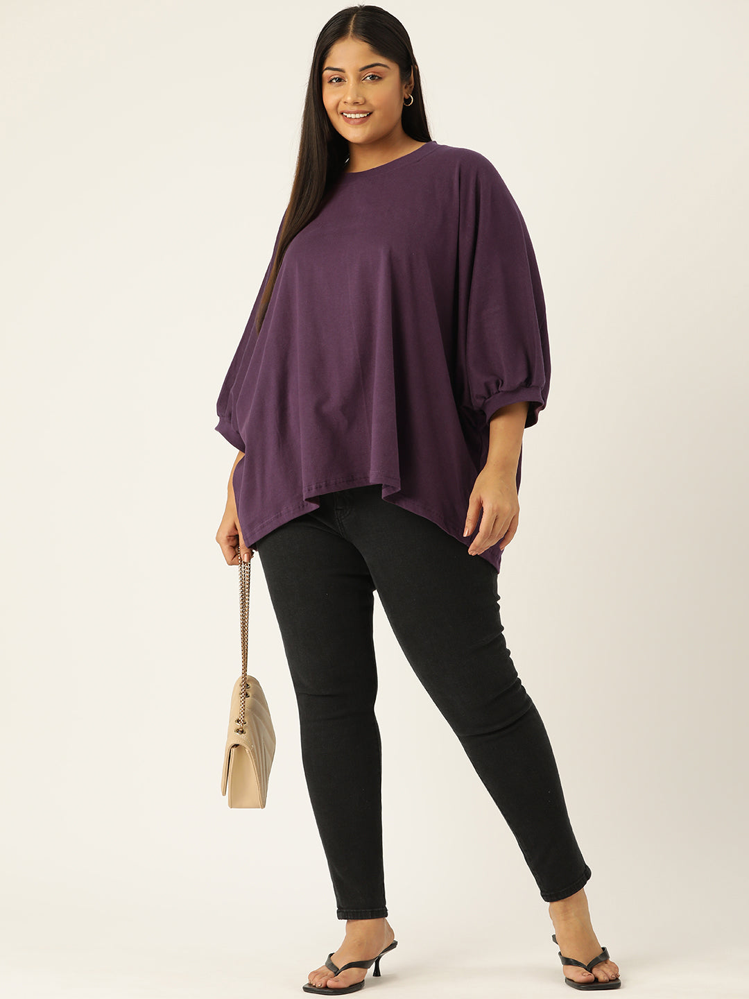 Plus Size Cotton Knitted Longline Top