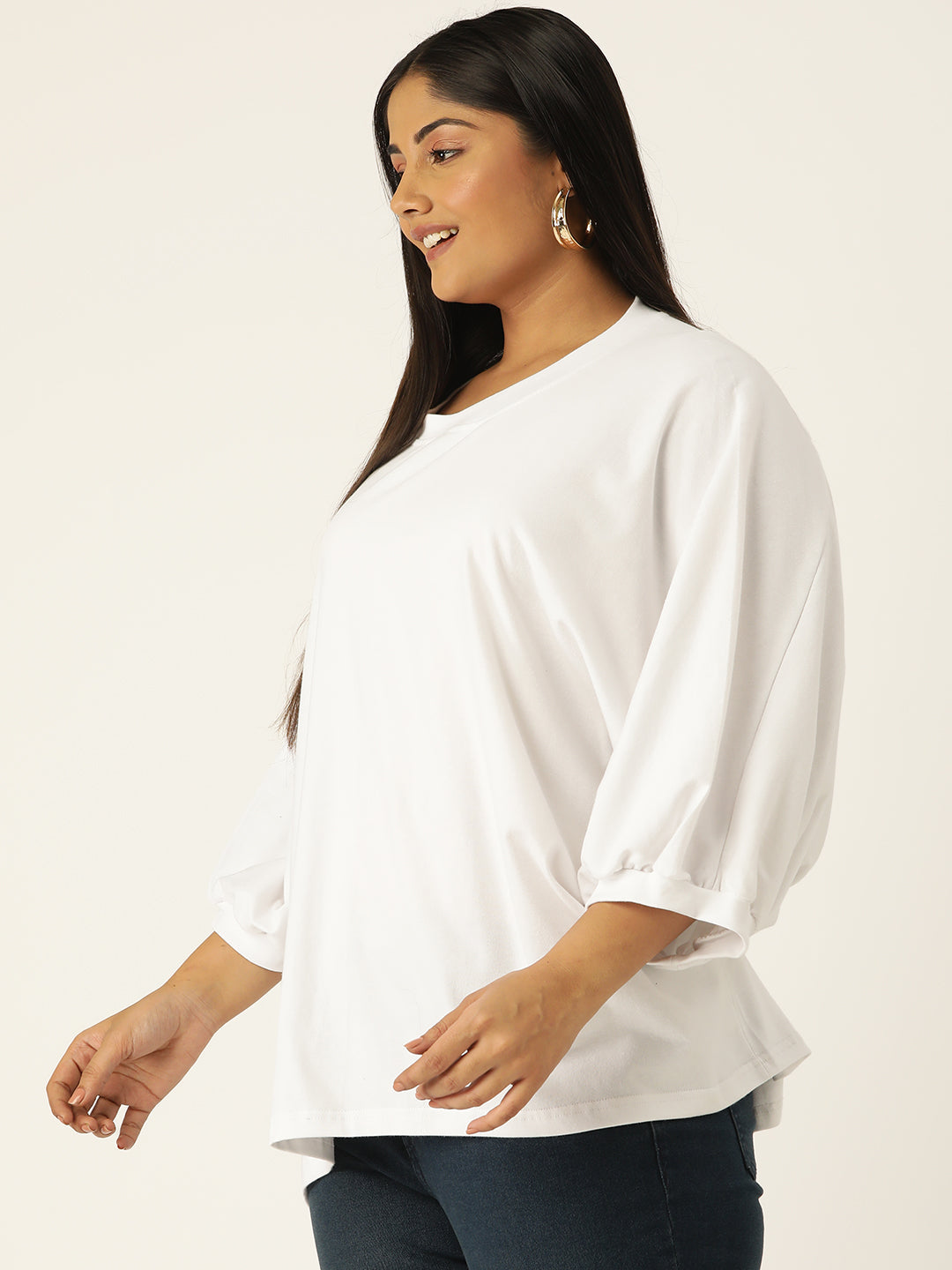 Plus Size Cotton Knitted Longline Top