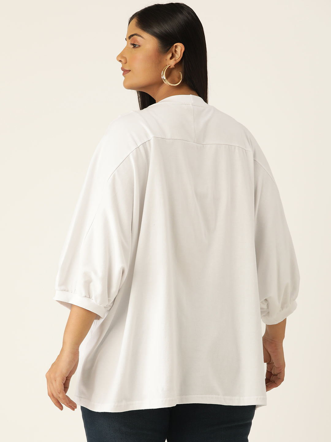 Plus Size Cotton Knitted Longline Top