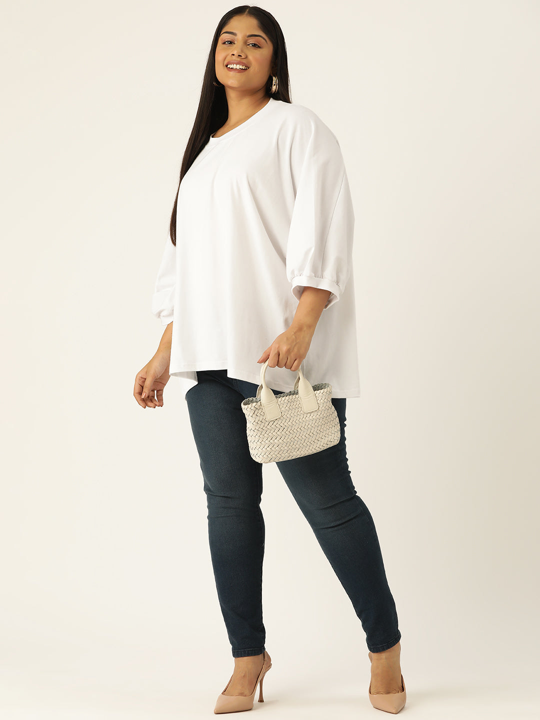Plus Size Cotton Knitted Longline Top