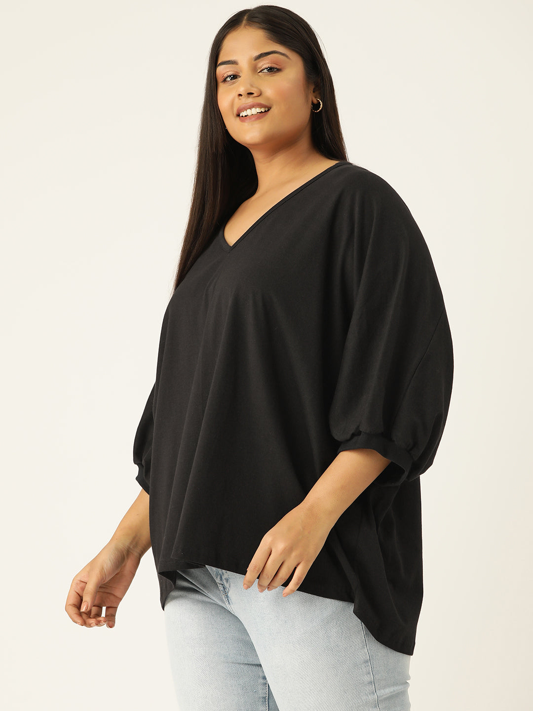 Plus Size Cotton Knitted Longline Top
