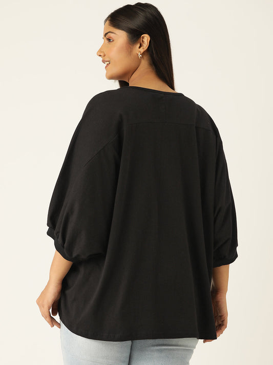 Plus Size Cotton Knitted Longline Top