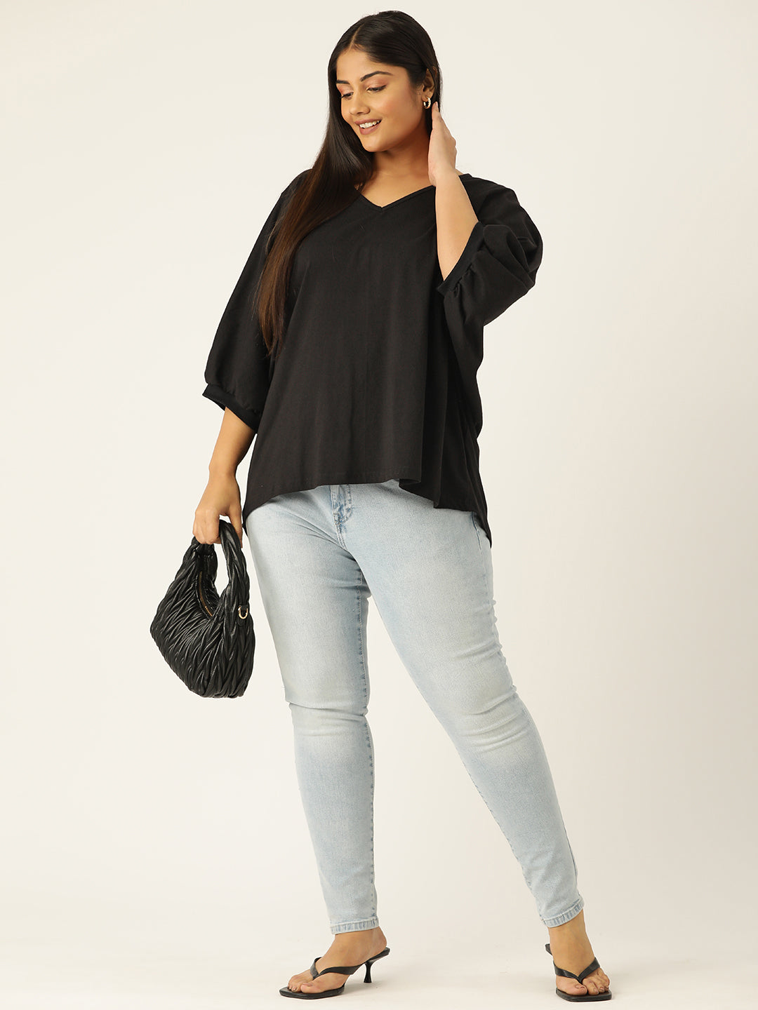 Plus Size Cotton Knitted Longline Top