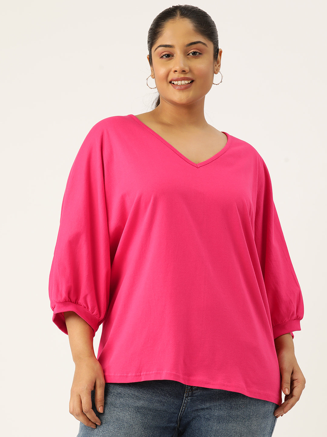 Plus Size Cotton Knitted Longline Top