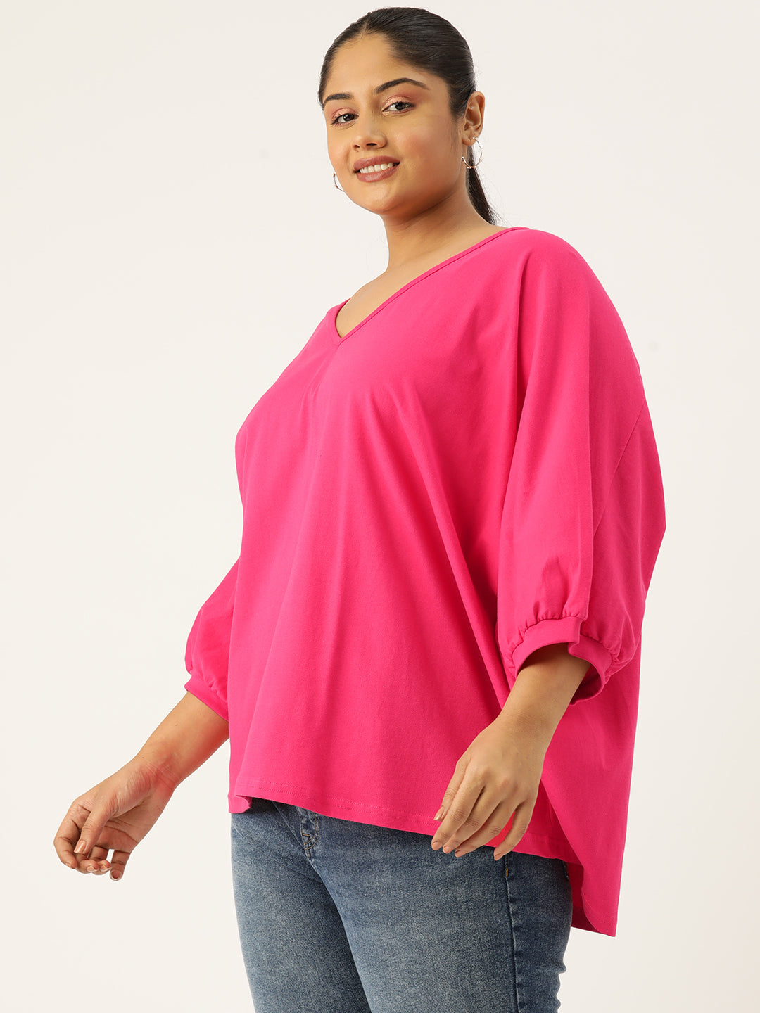 Plus Size Cotton Knitted Longline Top