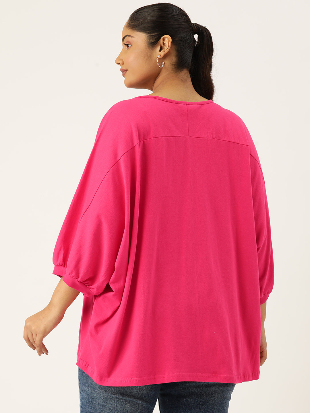 Plus Size Cotton Knitted Longline Top