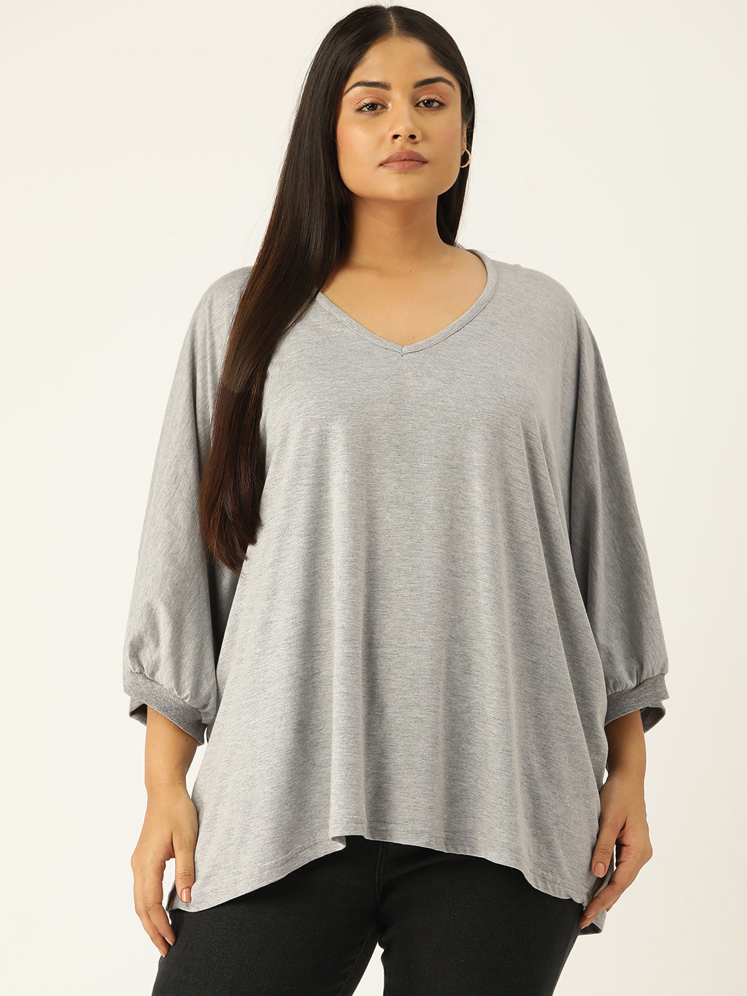 Plus Size Cotton Knitted Longline Top