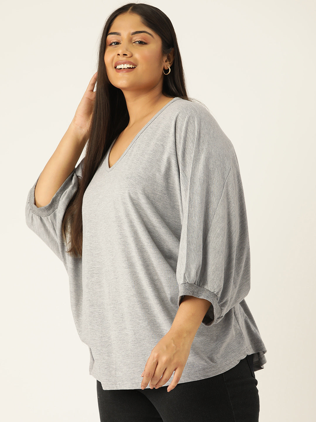 Plus Size Cotton Knitted Longline Top