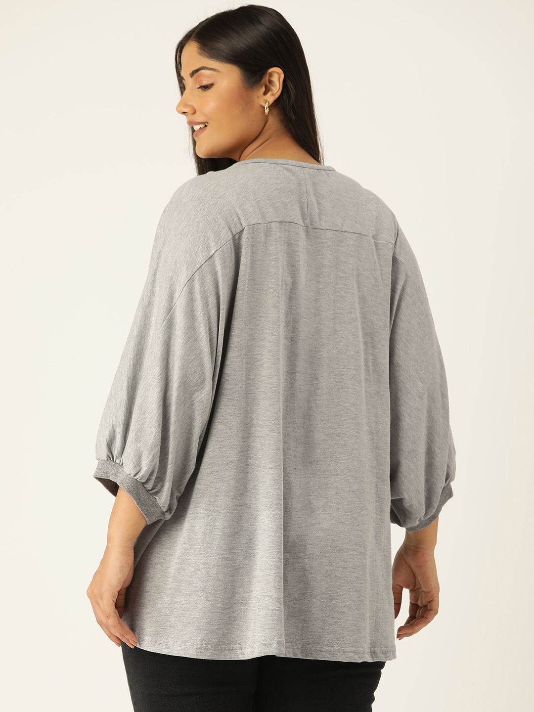 Plus Size Cotton Knitted Longline Top