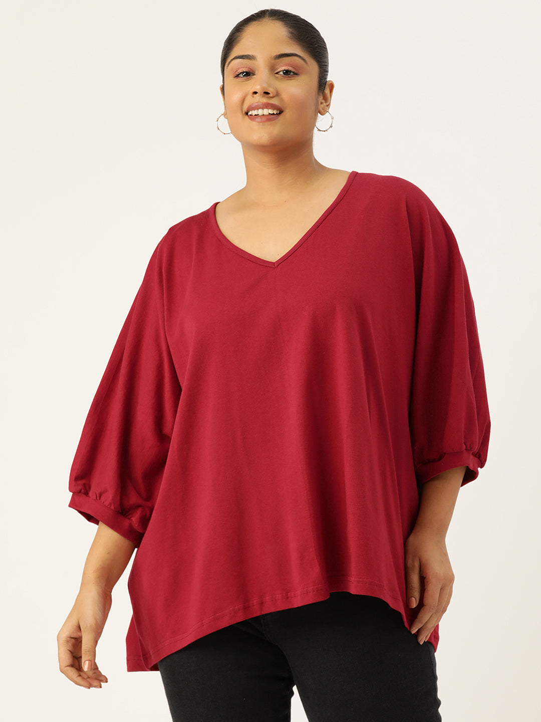 Plus Size Cotton Knitted Longline Top