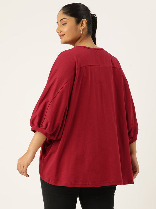 Plus Size Cotton Knitted Longline Top