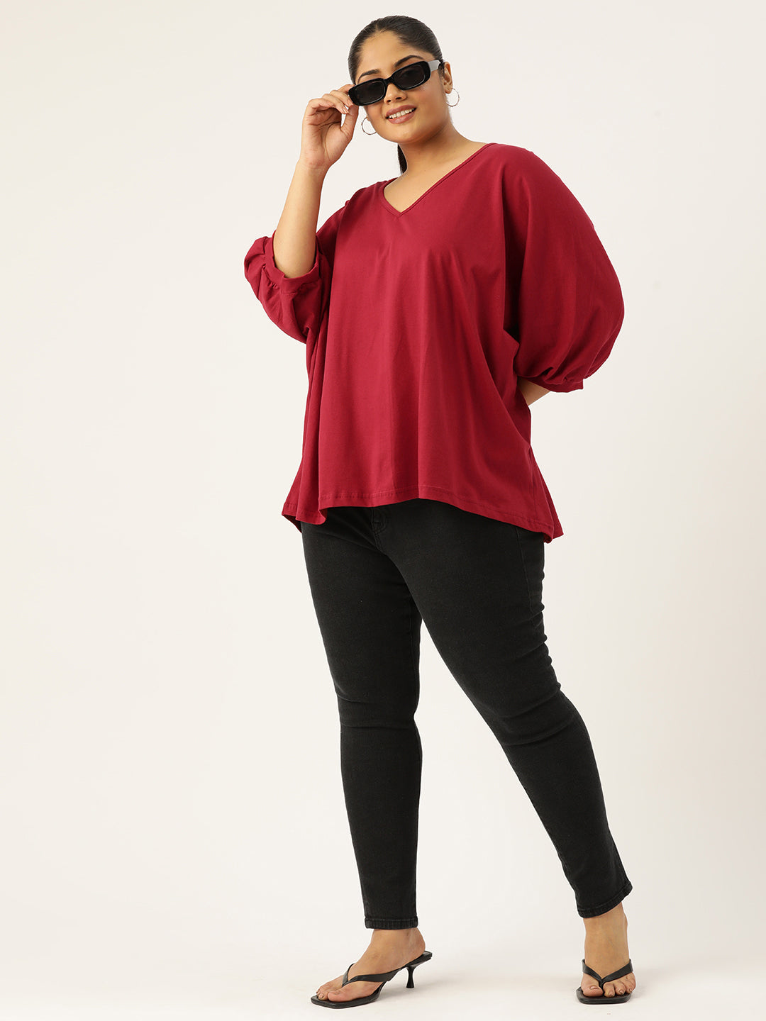 Plus Size Cotton Knitted Longline Top