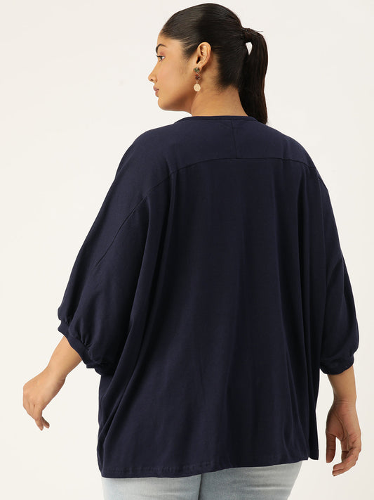 Plus Size Cotton Knitted Longline Top
