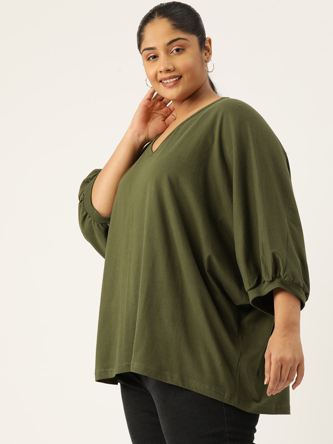 Plus Size Cotton Knitted Longline Top