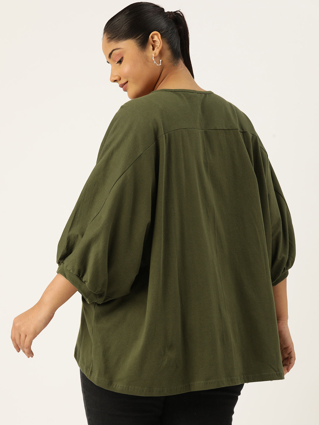 Plus Size Cotton Knitted Longline Top
