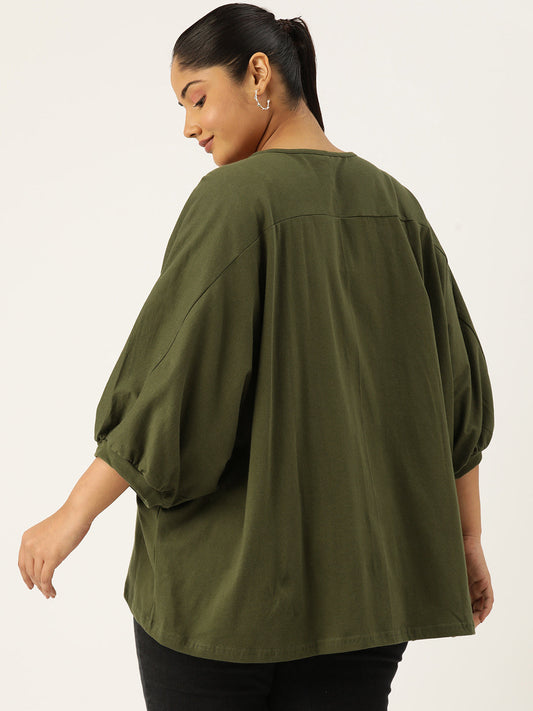 Plus Size Cotton Knitted Longline Top