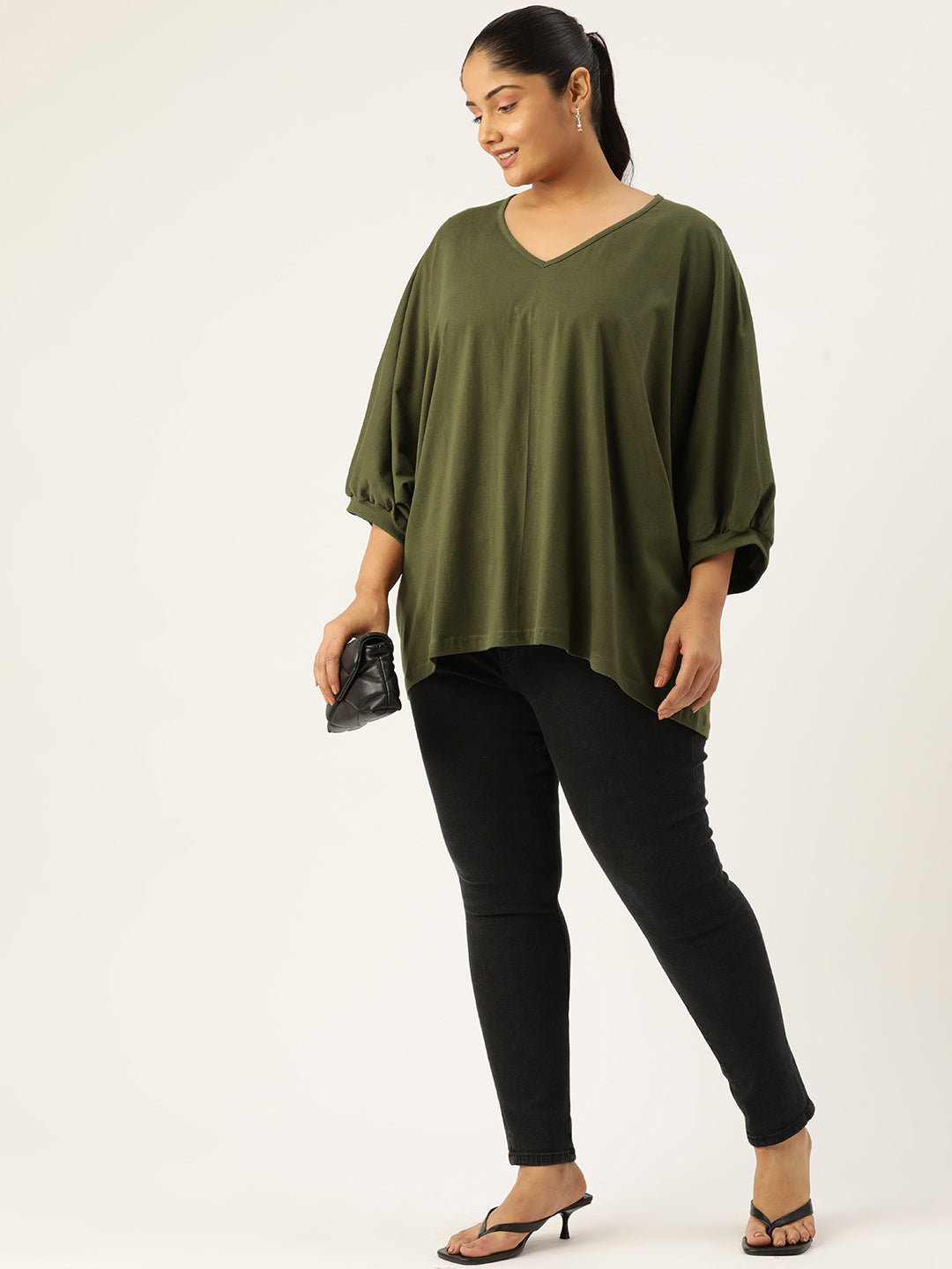 Plus Size Cotton Knitted Longline Top