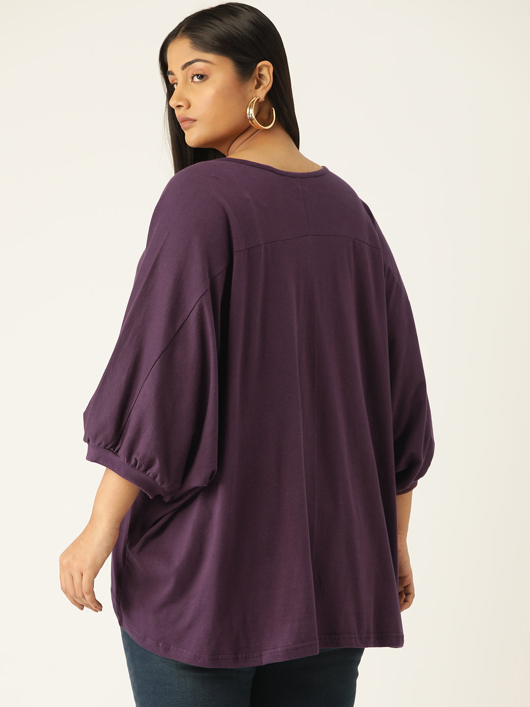 Plus Size Cotton Knitted Longline Top