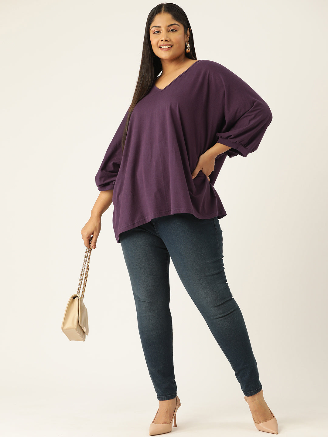 Plus Size Cotton Knitted Longline Top