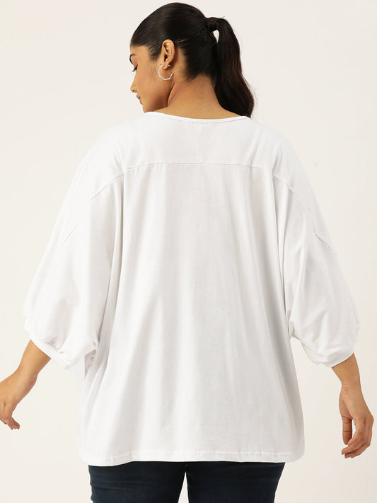 Plus Size Cotton Knitted Longline Top