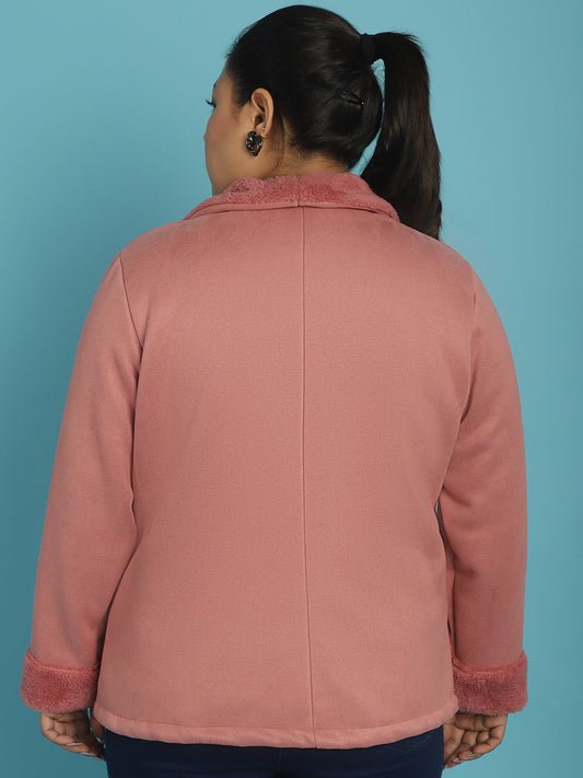 Open-Front Bonded Fur Jacket