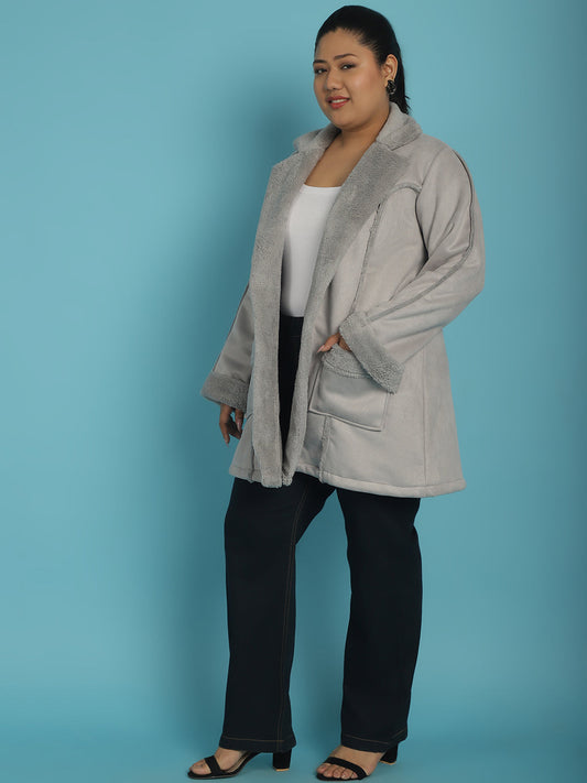 Longline Open-Front Bonded Fur Jacket