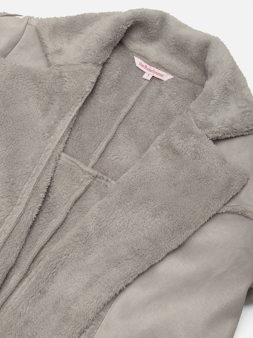 Longline Open-Front Bonded Fur Jacket