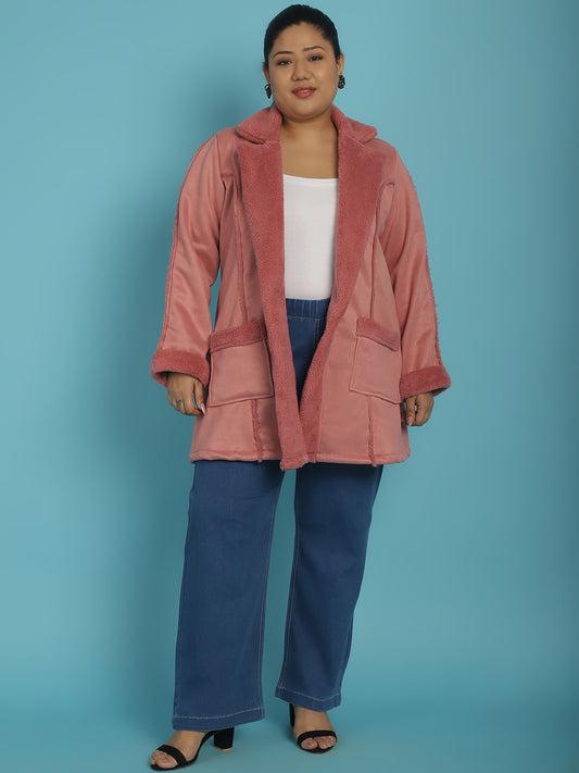 Longline Open-Front Bonded Fur Jacket