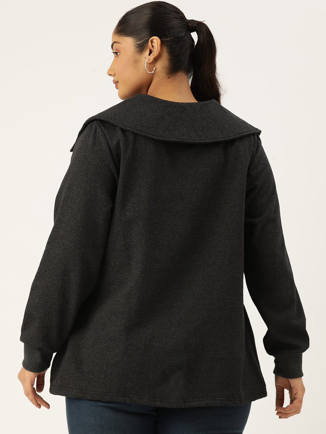 Plus Size Spread Collar Winter Top