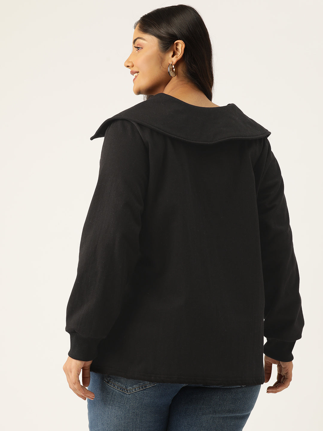 Plus Size Spread Collar Winter Top
