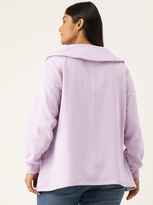 Plus Size Spread Collar Winter Top