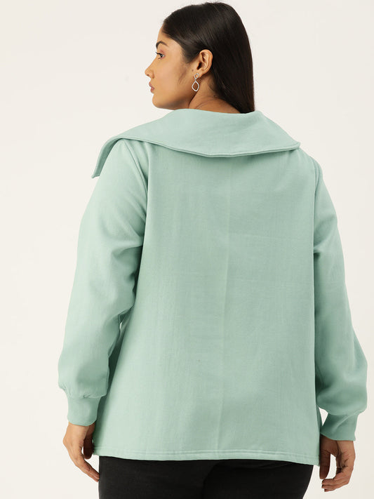 Plus Size Spread Collar Winter Top
