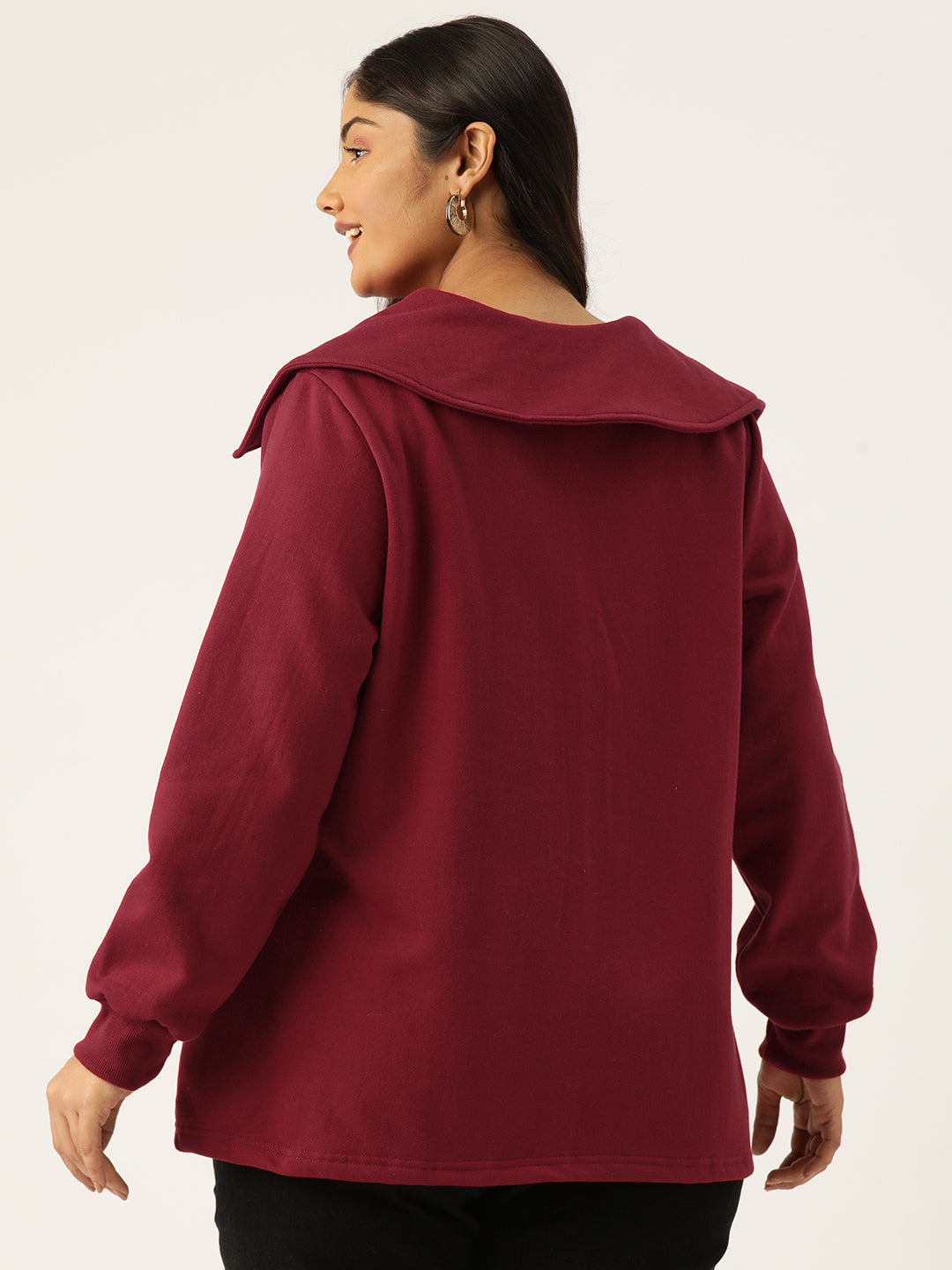 Plus Size Spread Collar Winter Top