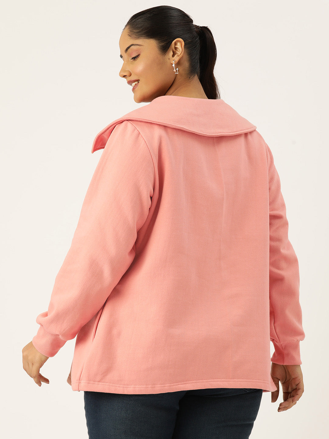 Plus Size Spread Collar Winter Top