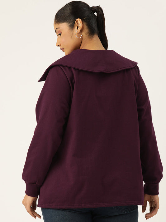 Plus Size Spread Collar Winter Top