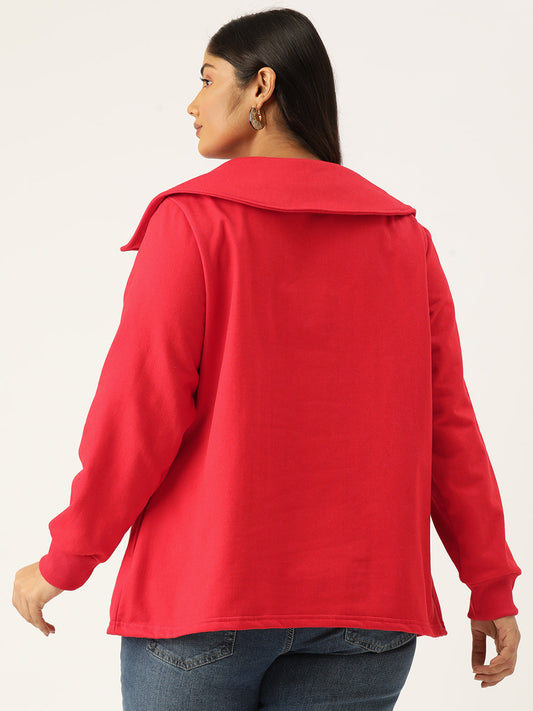 Plus Size Spread Collar Winter Top