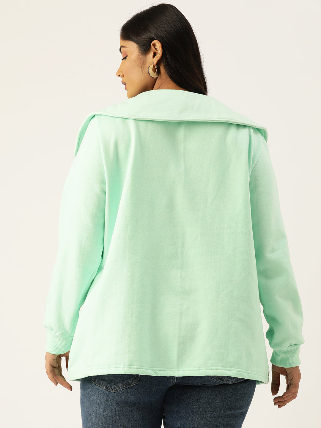 Plus Size Spread Collar Winter Top