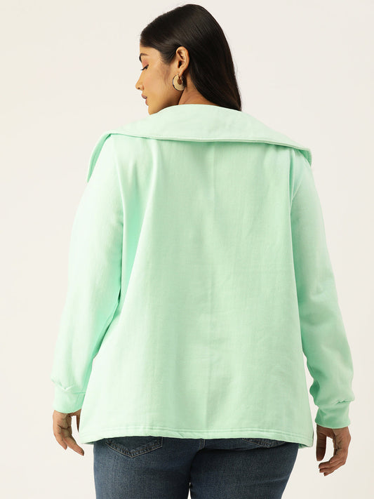 Plus Size Spread Collar Winter Top