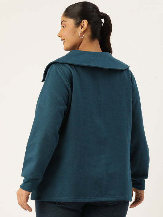 Plus Size Spread Collar Winter Top