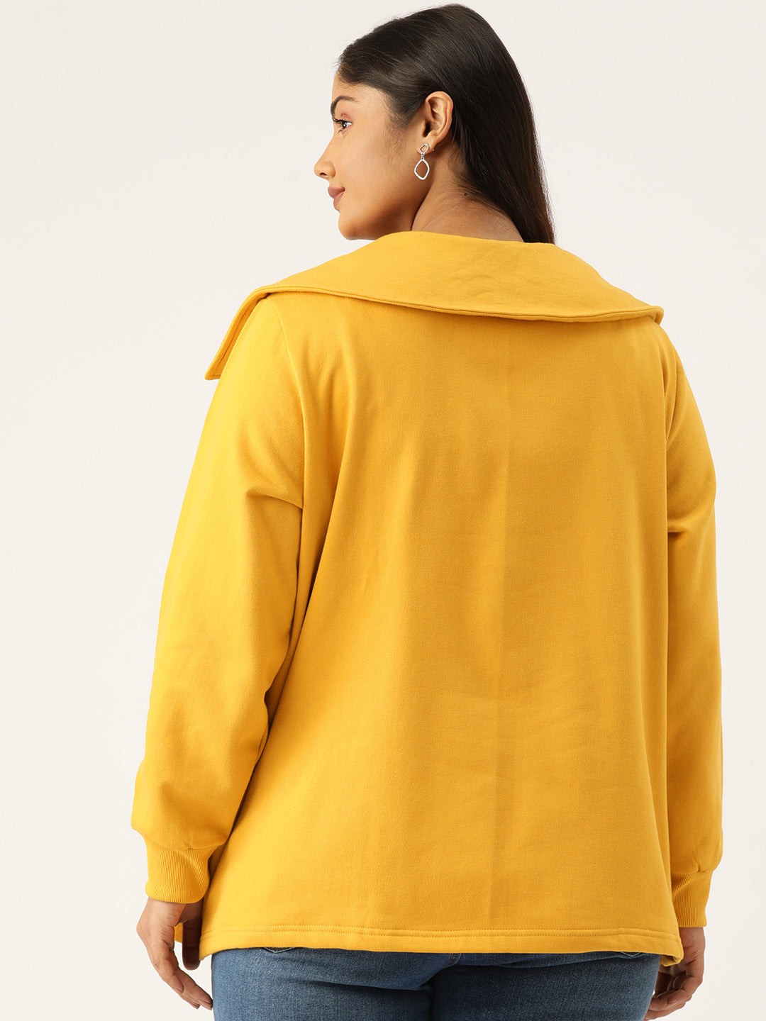 Plus Size Spread Collar Winter Top
