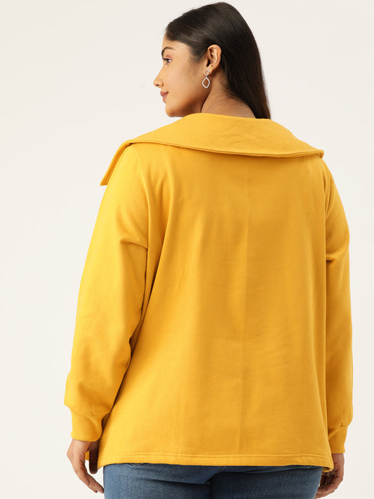 Plus Size Spread Collar Winter Top