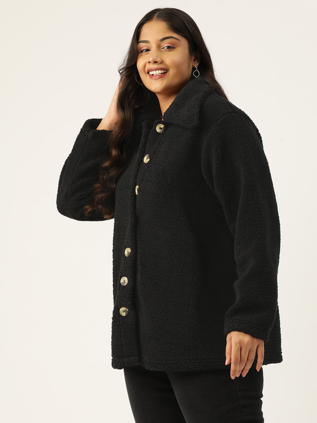 theRebelinme Women Fleece Oversized Tailored Jacket