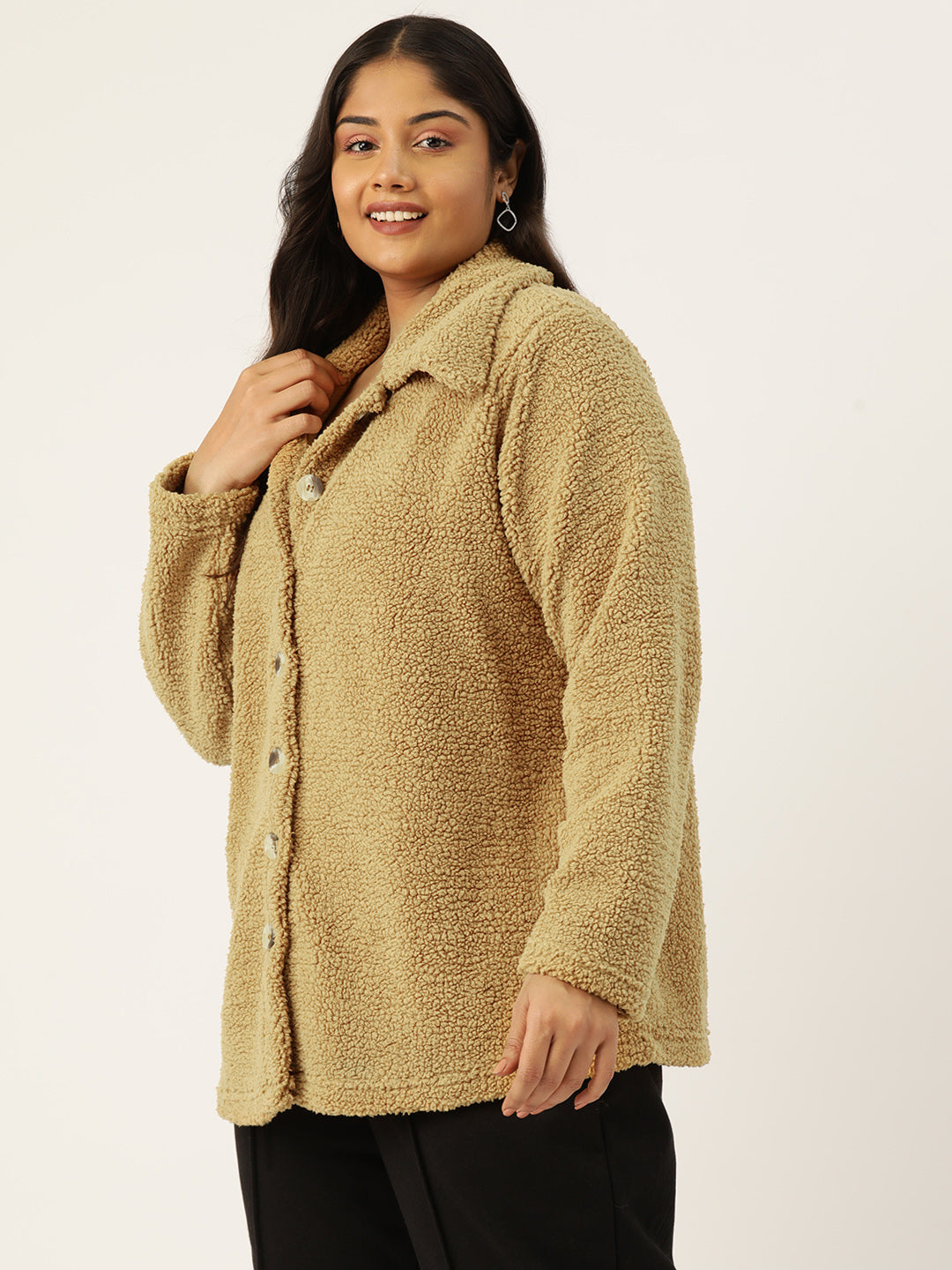 theRebelinme Women Fleece Oversized Tailored Jacket